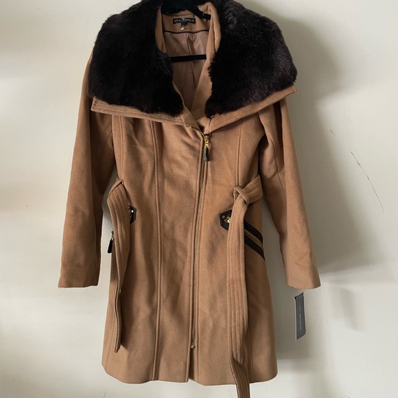 Via Spiga Jackets Coats Via Spiga Wool Brend Faux Fur Collar